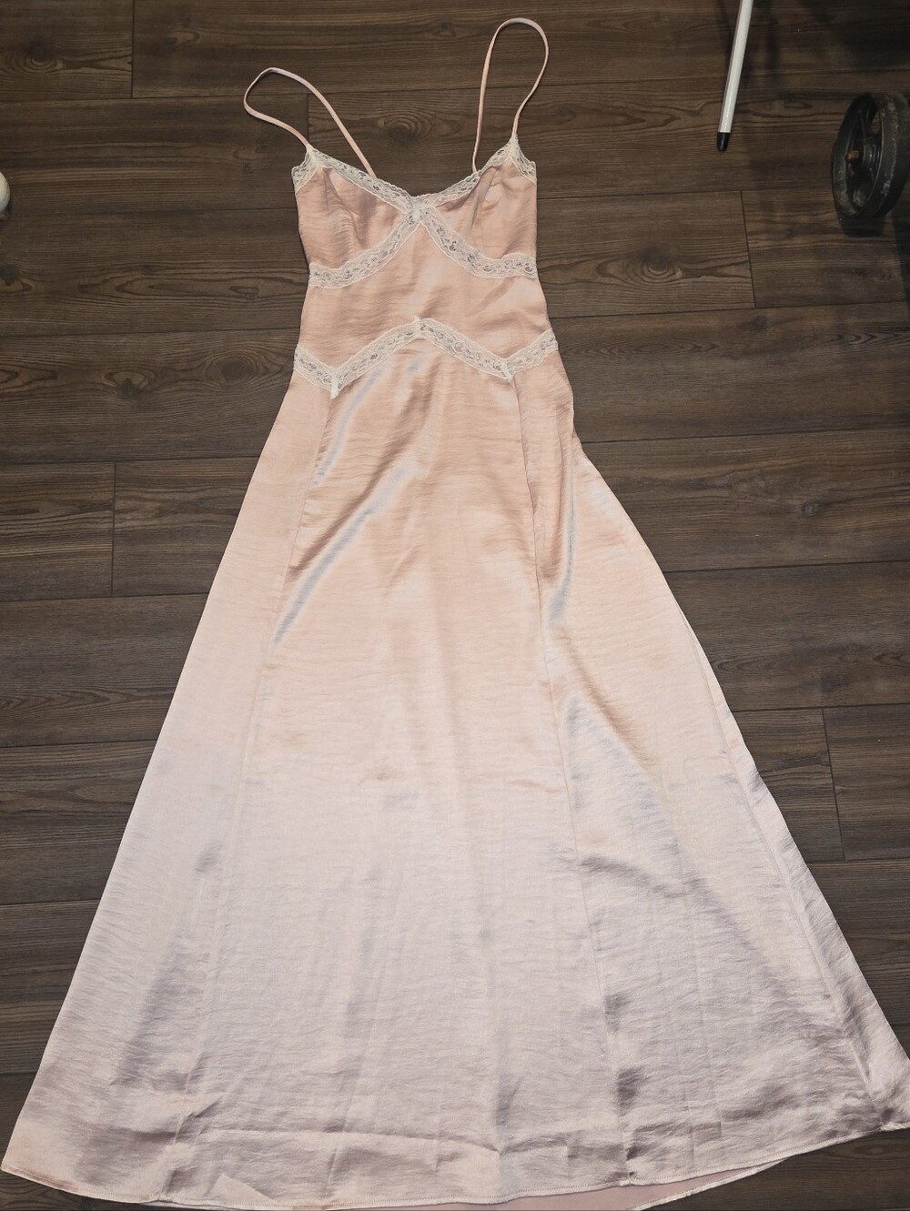 LONG LACE AND SATIN GOWN